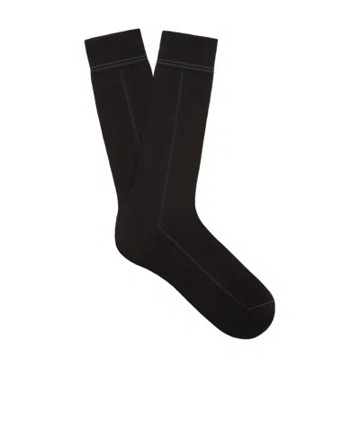 ZEGNA BLACK COTTON BLEND SOCKS