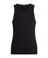 Zegna Black Cotton Blend Tank Top In Animal Print