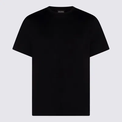 Zegna Cotton Crew Neck T Shirt Short Sleeves In Black