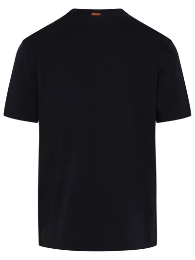 Zegna Black Cotton T-shirt In Blue