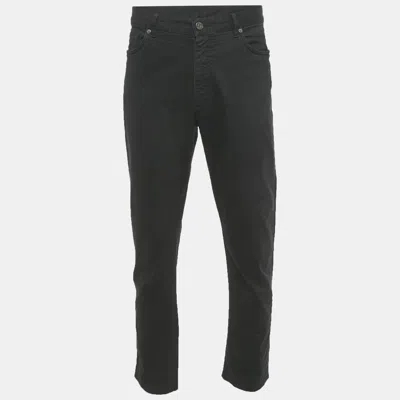 Pre-owned Zegna Black Denim Slim Fit Trousers L/waist 36"