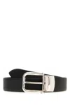 Zegna Adjustable Reversible Leather Belt With Textured Finish In Black