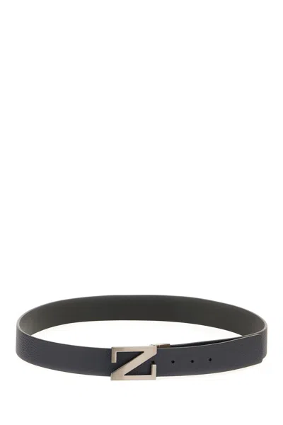 ZEGNA BLACK LEATHER REVERSIBLE BELT