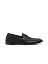 Zegna Black Natural Grain Leather Mocassin Loafer In Noir