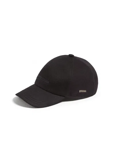 ZEGNA CASQUETTE EN OASI CASHMERE NOIRE