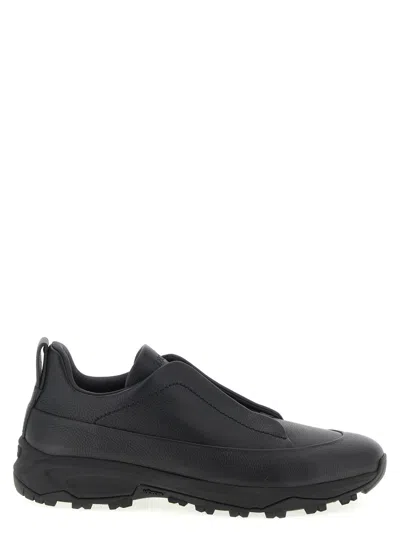 ZEGNA BLACK ROUND TOE SNEAKERS