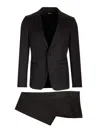 Zegna Black Solid Wool And Mohair Tailored Suit In Black