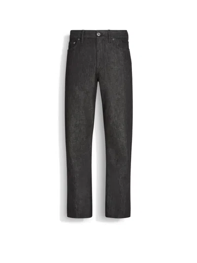 Zegna Jean Roccia En Coton Et Cachemire Stretch Noir In Black