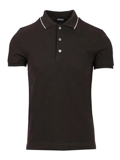 Zegna Black Stretch Cotton Polo
