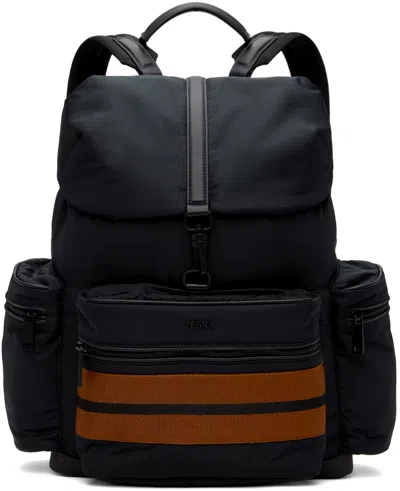 Zegna Black Technical Fabric Special Backpack In Vzn Black