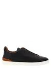 Zegna Triple Stitch Slip-on Sneakers In Black