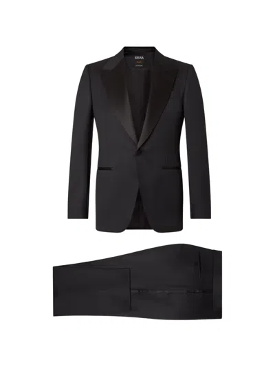 Zegna Black Trofeo 120mila Wool And Mohair Evening Suit In Multi