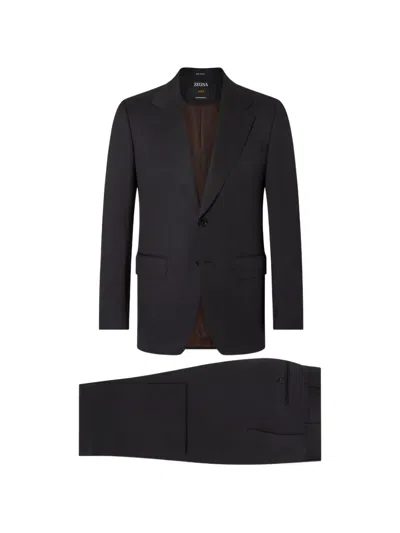 Zegna Black Trofeo 120mila Wool Suit In Blue