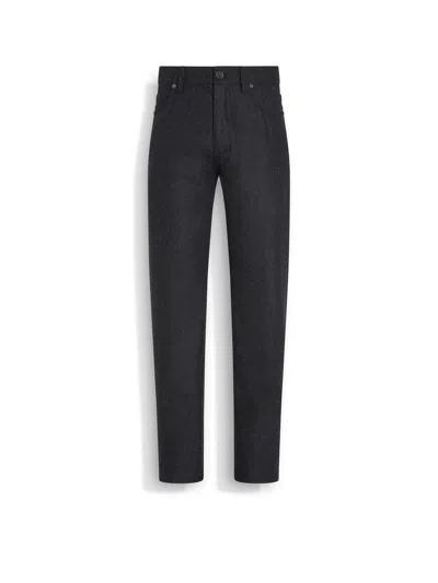 Zegna Black Wool And Cashmere Roccia Pants