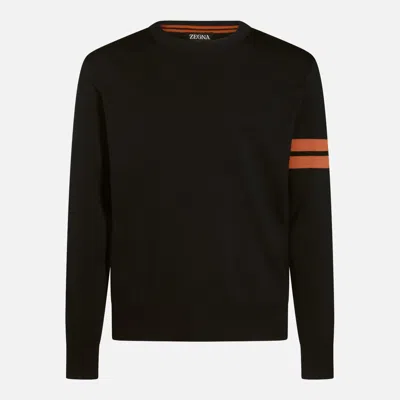 ZEGNA BLACK WOOL KNITWEAR