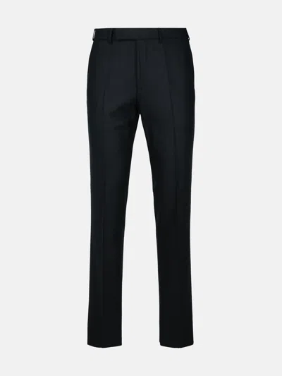 Zegna Pantalon En Coton Noir In Navy Blue