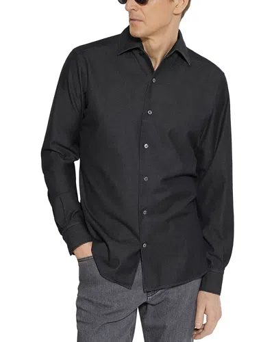 Zegna Bleached Button Front Shirt In Dark Grey