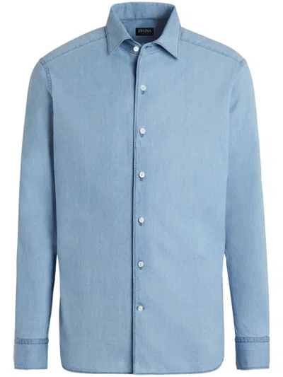ZEGNA BLEACHED-DENIM SHIRT