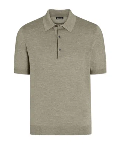 Zegna Blended Polo Shirt In Nude