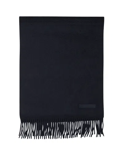 Zegna Blue Cashmere Scarf In Black