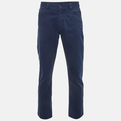 Pre-owned Zegna Blue Cotton Drill Pants L