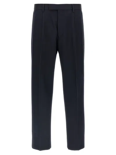 Zegna Black Straight Leg Trousers In Blue