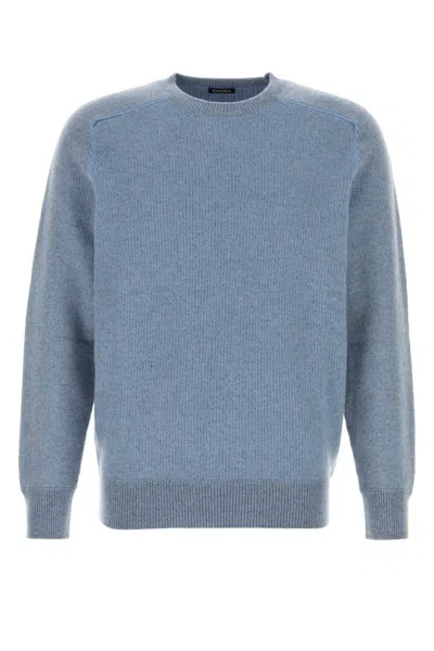 ZEGNA BLUE CREWNECK WOOL SWEATER