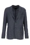 Zegna Giacca In Misto Lino Blu Uomo