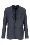 Zegna Giacca In Misto Lino Blu Uomo In 8r