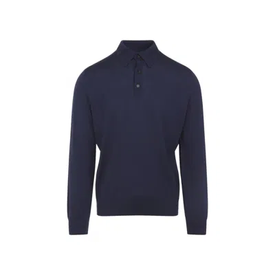 ZEGNA BLUE LONG SLEEVES POLO