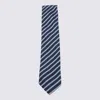 Zegna Diagonal Striped Ties Standard Width In Blue