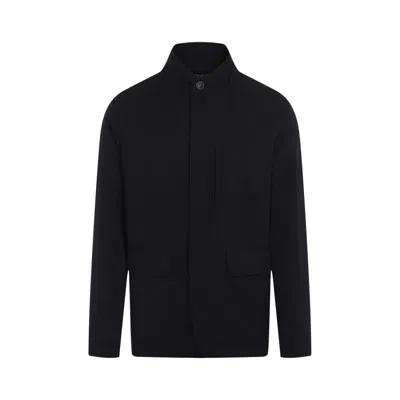 Zegna Jacket With Hidden Closure In Blue