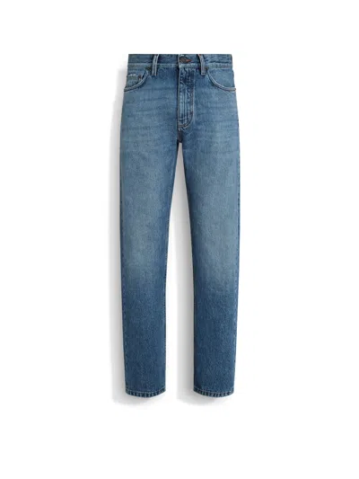 ZEGNA JEAN ROCCIA EN COTON BLEU DÉLAVÉ