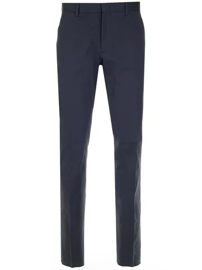 Zegna Blue Tailored Trousers In Brown