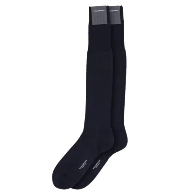 Zegna Blue Wool Sock In Black