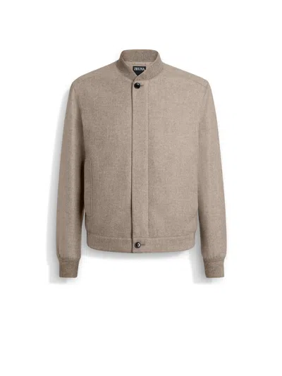 Zegna Bomber En Oasi Cashmere Elements In Light Taupe