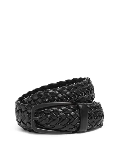 Zegna Braided Leather Belt In Black