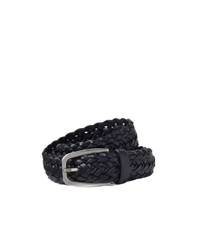 Zegna Braided Leather Belt In Black