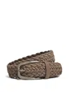 Zegna Braided Leather Belt In Brown