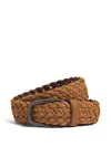 Zegna Dark Foliage Leather Belt In Brown