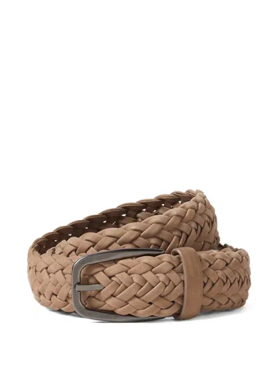 Zegna Braided Nubuck Belt In Neutral