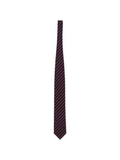 Zegna Brera Diagonal-stripe Tie In Pink