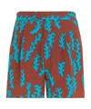 Zegna Brick Red And Bright Teal Blue Oasi Lino Shorts In Brown