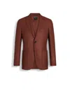 Zegna Brick Red Cashmere Silk And Linen Jacket