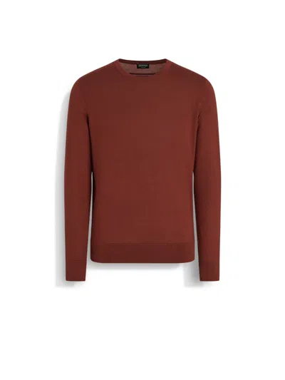 Zegna Brick Red Mélange Cashseta Crewneck