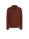 Zegna Textured Wool Shirt Jacket In Rouge Brique