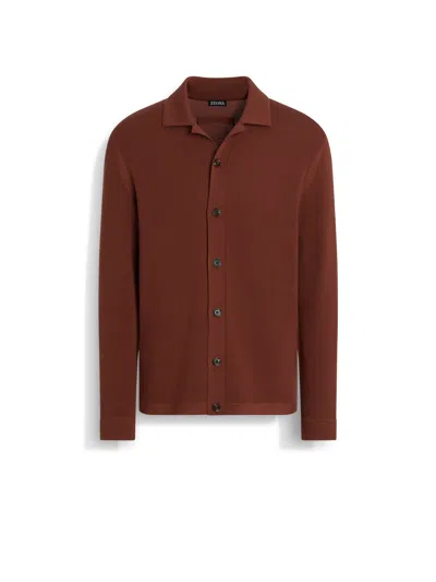 ZEGNA BRICK RED WOOL SHIRT