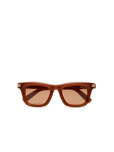 Zegna Brown Acetate Sunglasses