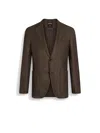 Zegna Houndstooth Blazer In Marron/marron Foncé