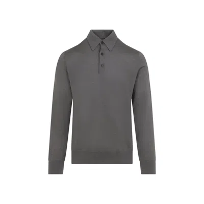 Zegna Brown Cashmere And Silk Polo In Gray